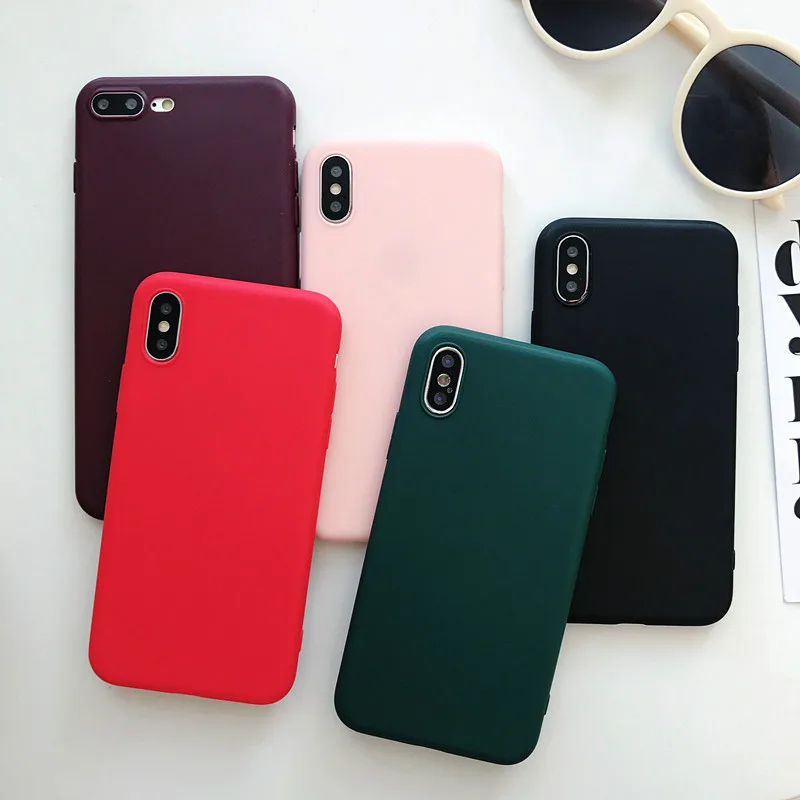 Цветной ТПУ силиконовый матовый чехол для iPhone 7 8 Plus 6 6s X 5 5S мягкая задняя крышка XR