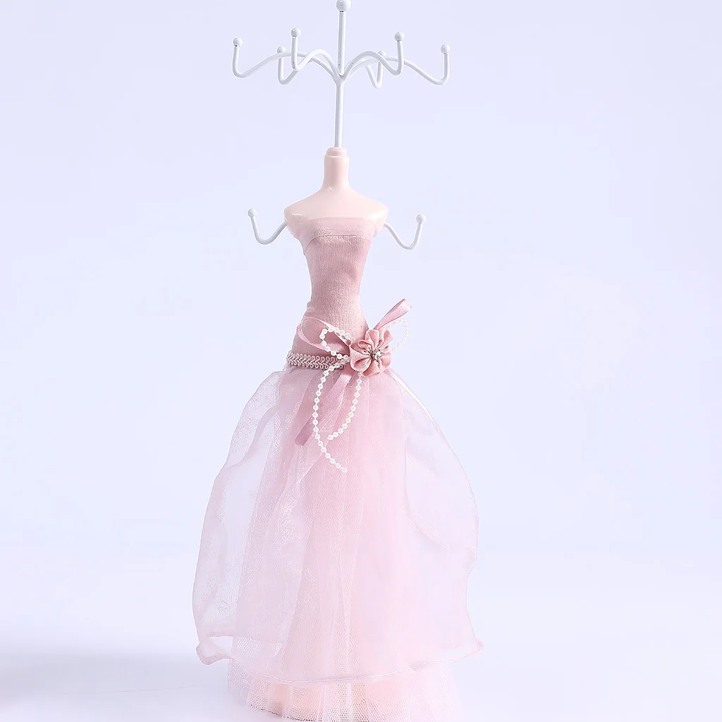 Cute Lady Evening Dress Gown Earring Necklace Jewelry Hanging Holder Stand Anklet Ring Rack Jewelry Organizer Packaging