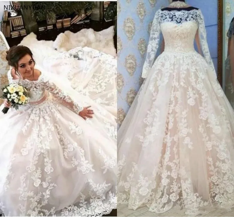 Robe De Mariage кружевные свадебные платья с длинными рукавами длина до пола