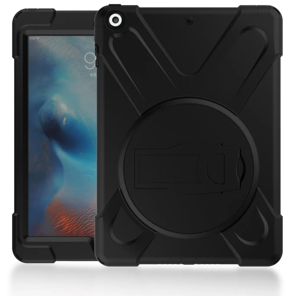 Кремния + PC Kickstand принципиально для iPad 6 Air 2 Броня чехол противоударный высокое Duty