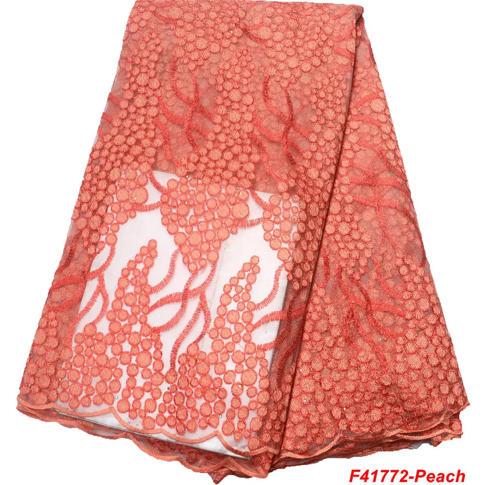 Зеленые кружевные ткани в нигерийском стиле Дизайнерская кружевная ткань 7