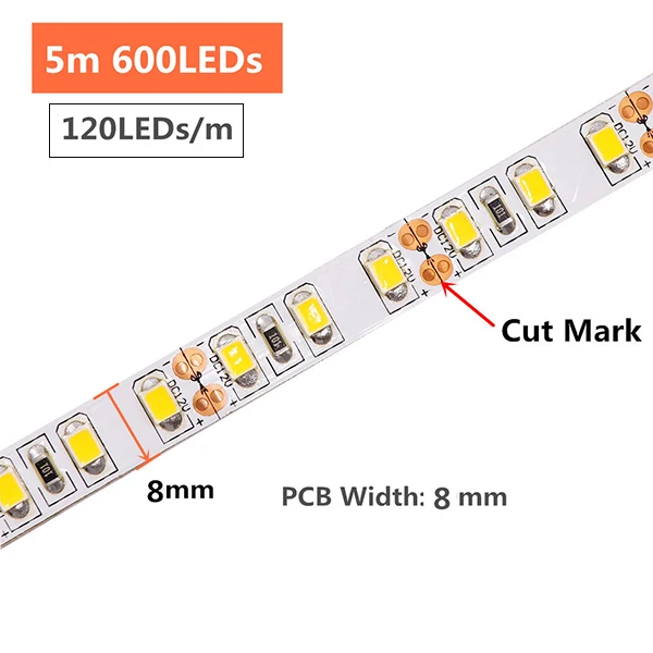 5m 600LED Светодиодная лента 2835 SMD 240 светодиодный s/m 5 м 300/600/1200 светодиодный s DC12V высокий яркий гибкий светодиодный ленточный светильник теплый белый/холодный белый - Испускаемый цвет: 5m 600LED