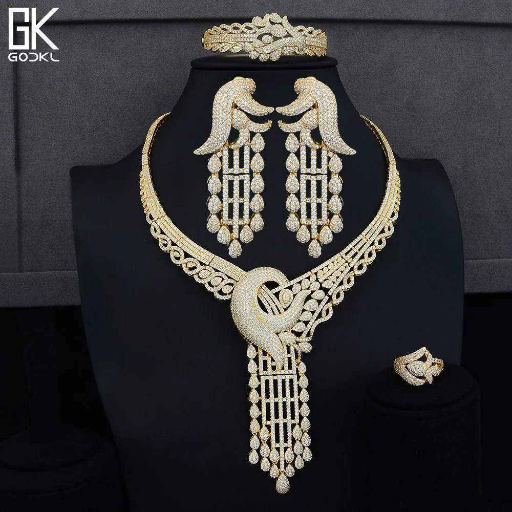 GODKI Роскошные Цветы кисточки 4 шт. нигерийские Свадебные комплекты ювелирных
