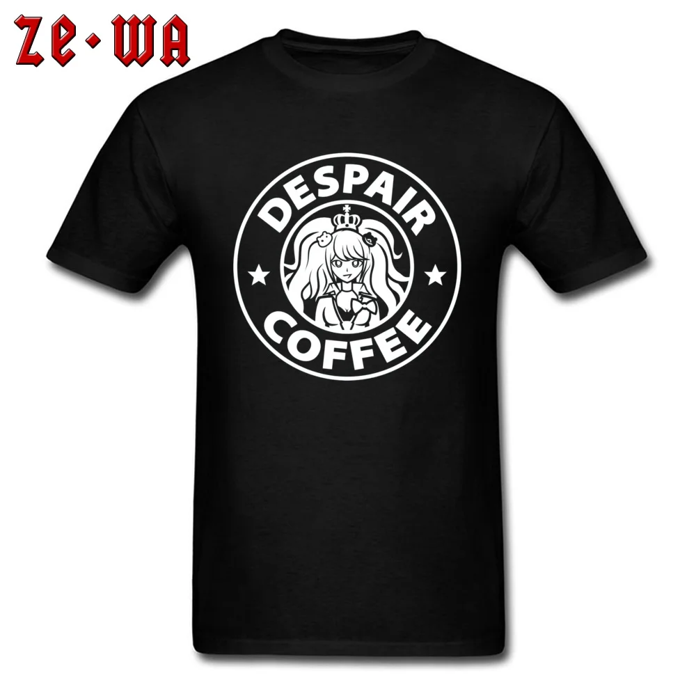 

Anime T-shirt 2019 Men Tshirt Despair Coffee Danganronpa Zero Tops & Tees Black White Cotton T Shirts Japanese Horror Comics