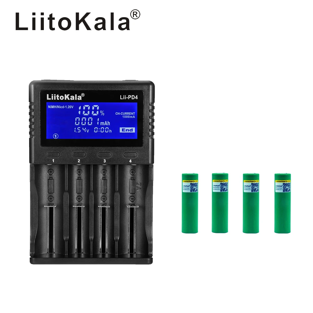 Зарядное устройство LiitoKala для аккумуляторов 1 шт. ЖК дисплей 3 7 В 18650 21700 + 35a US18650 vtc5a