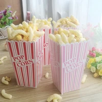 10pcs big size red pink stripe popcorn boxes popcorn bags candy box for birthday party wedding celebration