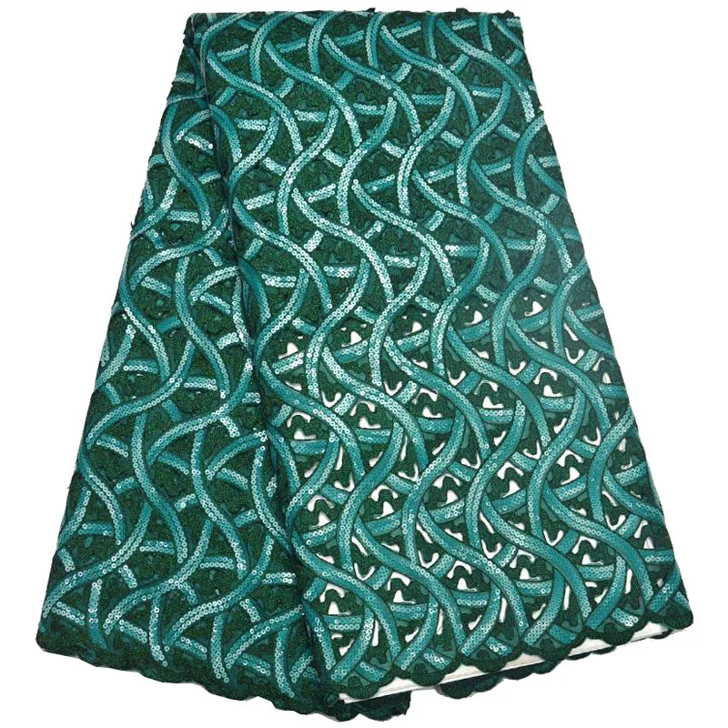 (5 ярдов/шт) Высококачественная блестящая партия африканского кружева ткань