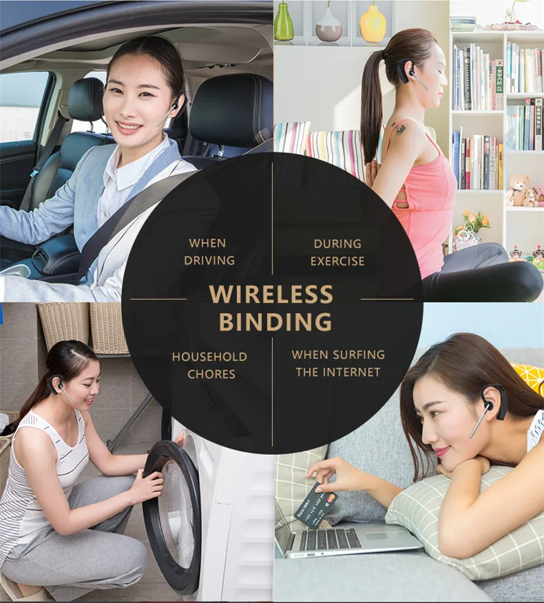 NAIKU Bluetooth наушники Handsfree Ear Hook беспроводные гарнитуры V4.1 шумоподавление HD микрофон