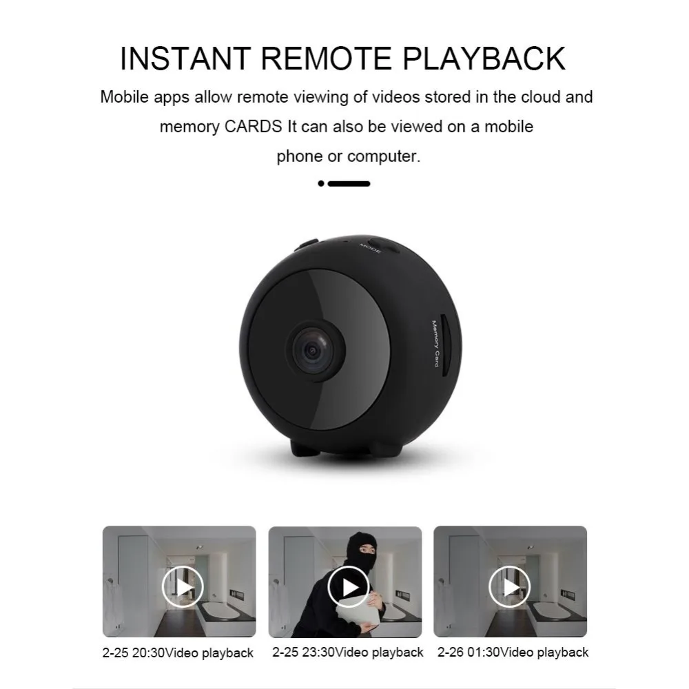 Hot Small Camcorder Round 1080P High Definition WiFi Motion Detection Cloud Storage Video Recorder Camera | Электроника