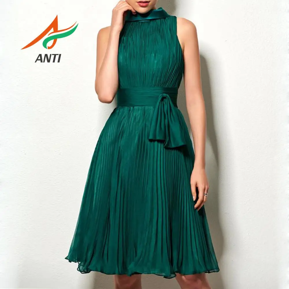 

ANTI Simple Elegant Mother of the Bride Dresses Chiffon Mother of the Groom Dresses Gown Sash Bow Knee Length Mother Party Dress