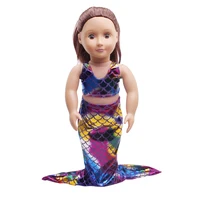 doll clothes fancy colorful mermaid tail bikini swimsuit accessories fit 18 inch girl doll and 43 cm baby dolls c407