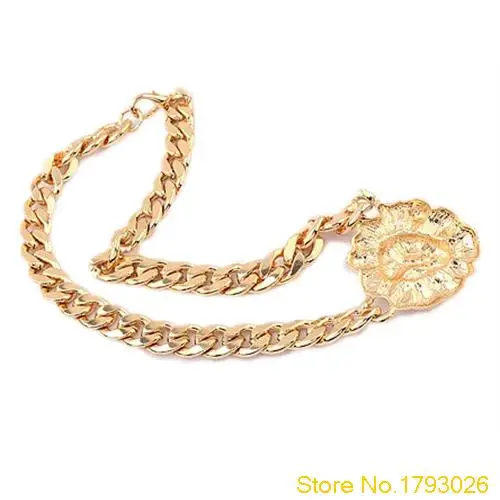 Женская мода Золото Плоским Сеть Choker Львиная Голова Ожерелье для Партии Клуба