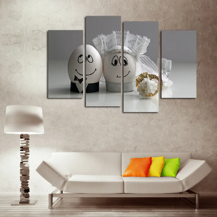 

Unique home decor of DIY married dolls 4 piece canvas art painting cheap modern HD art oil paintings home wall picture poster