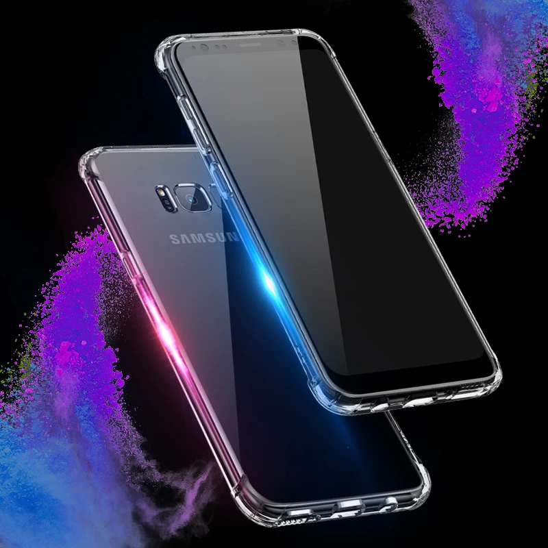 Прозрачный силиконовый чехол из ТПУ для Samsung Galaxy A7 A6 A8 Plus A9 2018 S10 S9 S8 противоударный