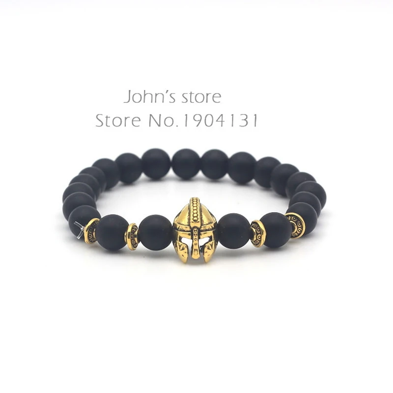 Мужской браслет из бирюзы и оникса в стиле римского рыцаря спартанского воина 2018