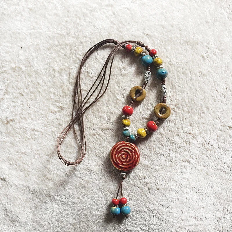 Винтаж Jewelry Подвеска себе Цепочки и ожерелья для женщин керамические только один