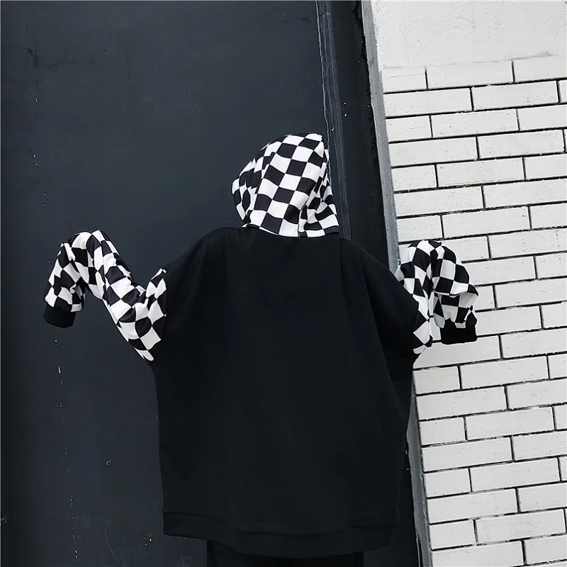 Новинка Осенняя Корейская уличная мода Harajuku winte ulzzang свободные клетчатые