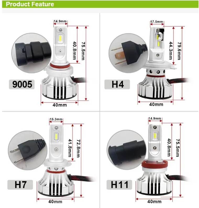 2 шт. H4 F2 3000 К золотисто-желтый светодиодный фар H7 H8 H9 H11 9005 9006 9012 HB3/4 HIR2 72W фары для 12000LM светодиоды с чипом CSP, туманный снежные дождливой и 6K