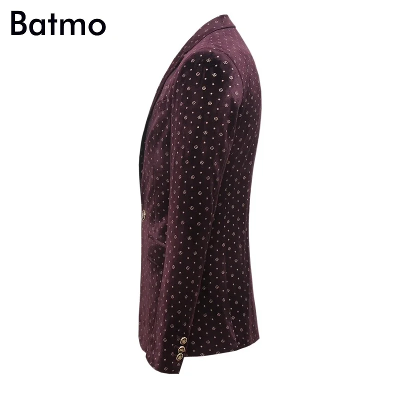 Batmo 2017 новое поступление итальянский стиль печатных бархат повседневные пиджак