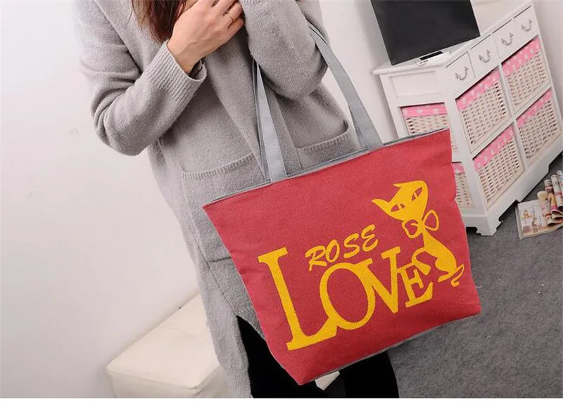 Cartoon Canvas Bag Tote Female Handbags Single Shoulder Shopping Bags Daily Use Women Beach | Багаж и сумки