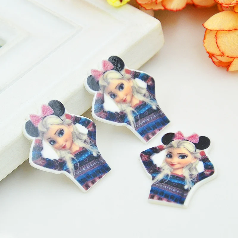 Kawaii Мультфильм плоское заднее украшение из смолы сестра Эльза королева фигурка
