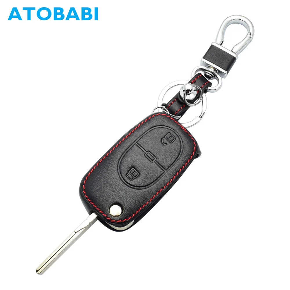 Кожаный флип кейс ATOBABI с 2 кнопками для ключей автомобиля брелок Audi A2 A3 A4 A6 S4 A8 TT