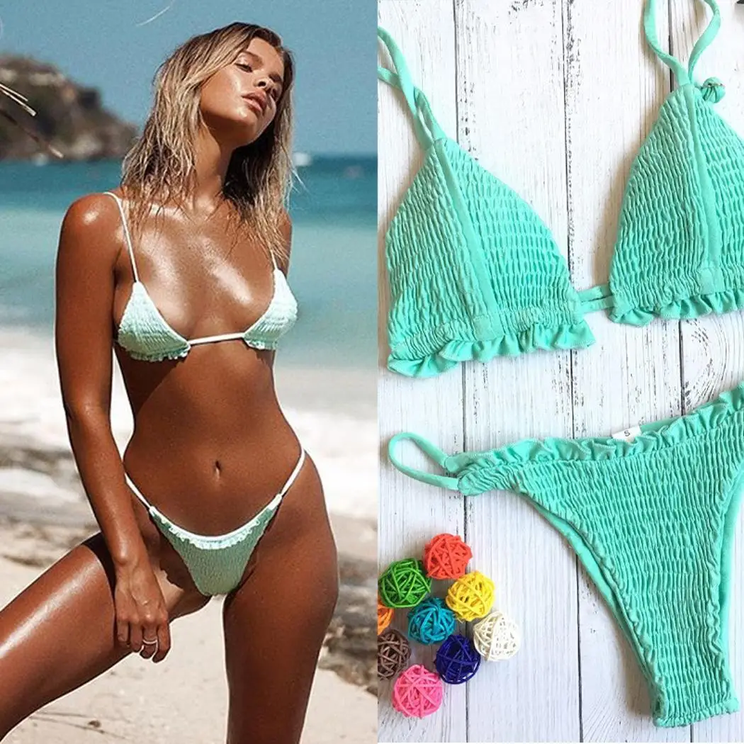 Женская модная пляжная одежда плиссированные дизайнерские бикини пляж отдых