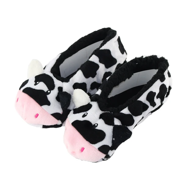 Cow Slippers Женские тапочки; домашняя обувь; зимние теплые домашние тапочки; обувь на плоской подошве; нескользящие разноцветные балетки с милым животным узором на мягкой подошве; большие размеры - Цвет: Cow Slippers
