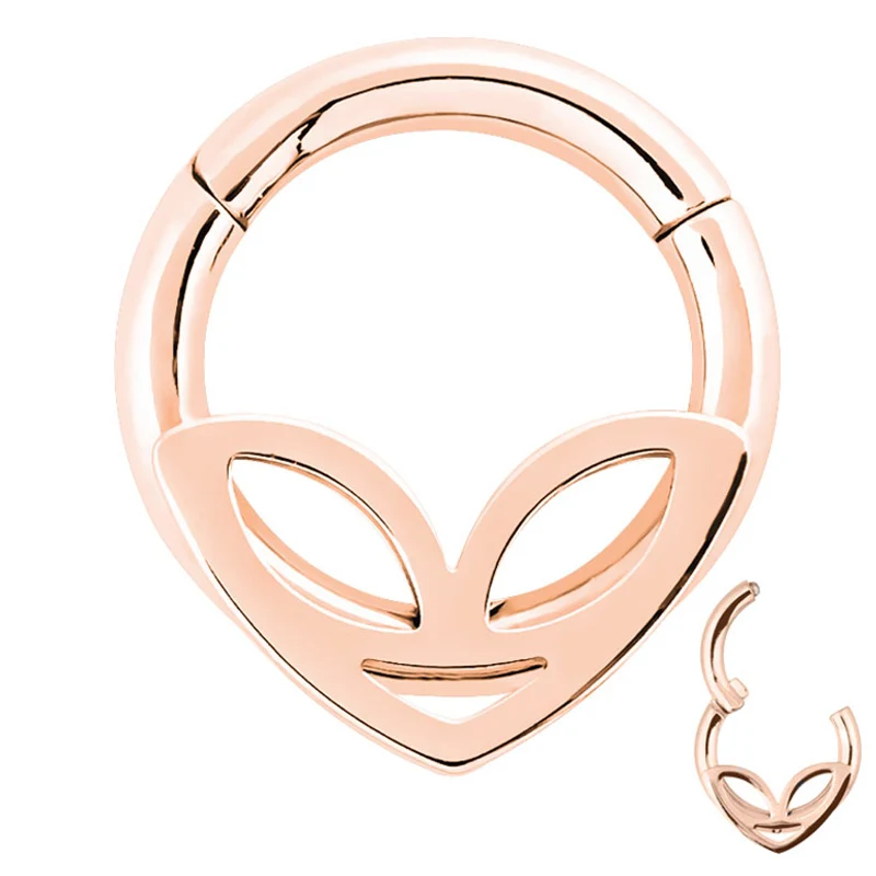 CY2010-rosegold Модные серьги, 1 шт., Кристальные Стальные Спиральные серьги-гвоздики, кольцо для носа, кольцо для губ, пирсинг, ювелирные изделия для тела, пирсинг для женщин, поддельные пирсинг, oreja - Окраска металла: CY2010-rosegold