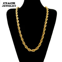 cycm 10mm hip hop jewelry punk rope chain iron iced out gold silver color long twisted braided chain necklace for men women 30