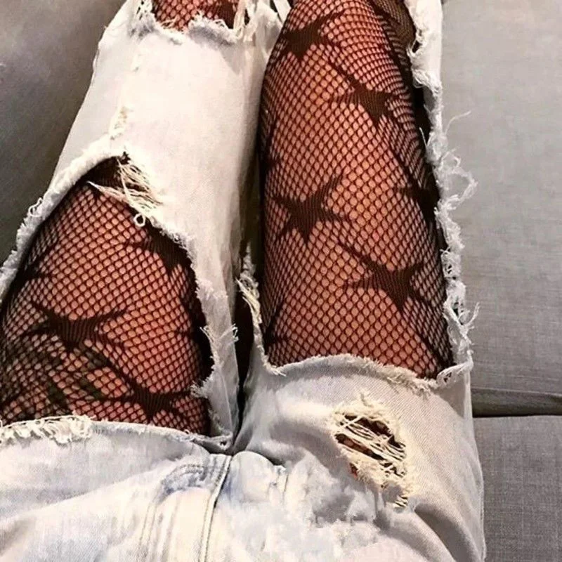 Новинка 2019 Женская Клубная одежда колготки со звездами сетчатые|fishnet stockings|stockings