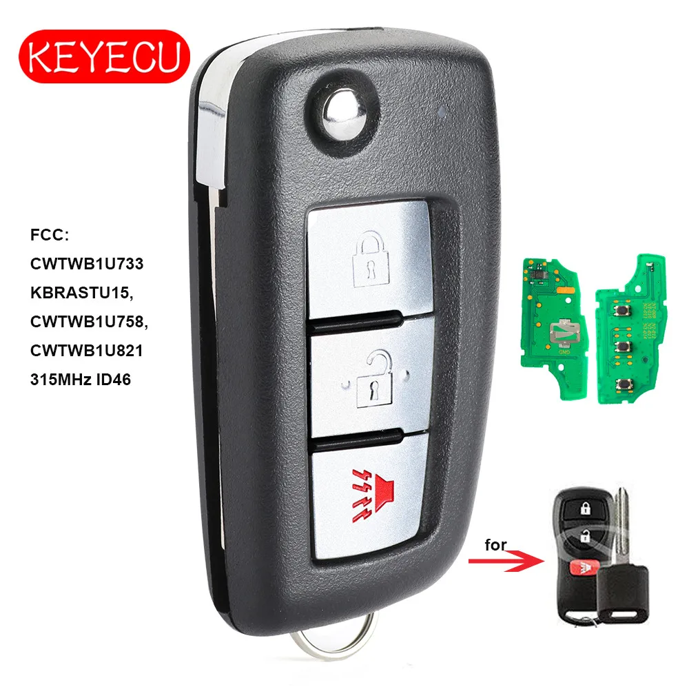 Keyecu обновленный дистанционный ключ 3 кнопки Fob 315 МГц ID46 чип для Nissan и Infiniti FCC: kbradu15