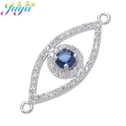 Juya Ali Moda DIY Greek Evil Eye Jewelry Accessories Lucky Blue Zircon Evil Eye Connectors For Handmade Bracelet Making Material