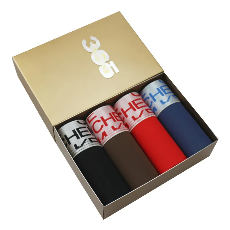 Man Boxer Transparent Underwear Solid Breathable Knitting Sexy  Short Men Ice Silk Cozy Four Pieces