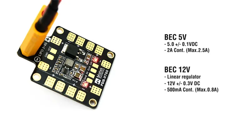Matek Mini Power Hub PDB XT60 распределительная плата с BEC 5 В/12 В для FPV Drone Quadcopter QAV210 QAV R X|Детали