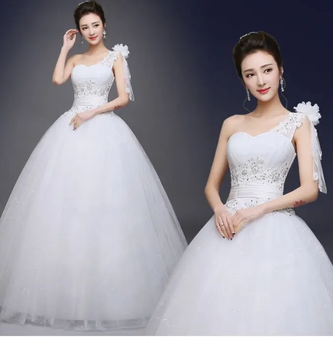 2017 new stock plus size women pregnant bridal gown wedding dress ball gown one shoulder bling white sexy sweetheart bling h76
