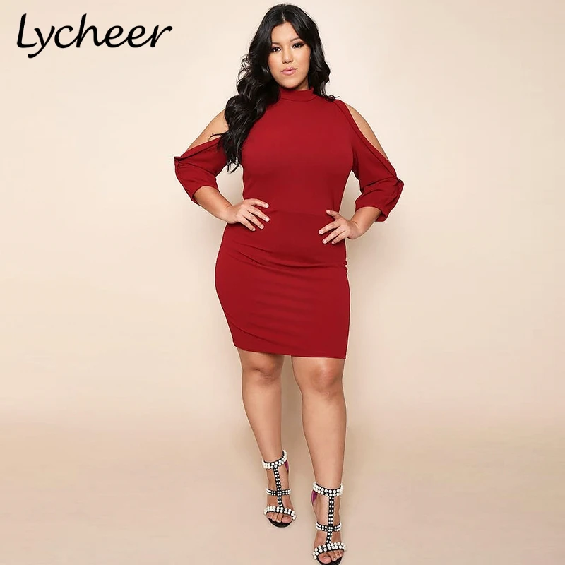 Lycheer плюс размер летние платья сексуальное платье с открытыми плечами женское