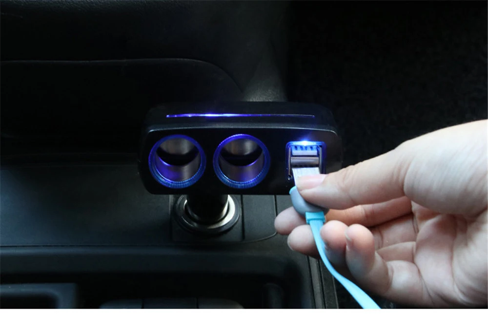 3.1A двойной USB адаптер для автомобильного прикуривателя с двумя точками автомобильное зарядное устройство 12 В черный белый автомобильный разветвитель питания 1918