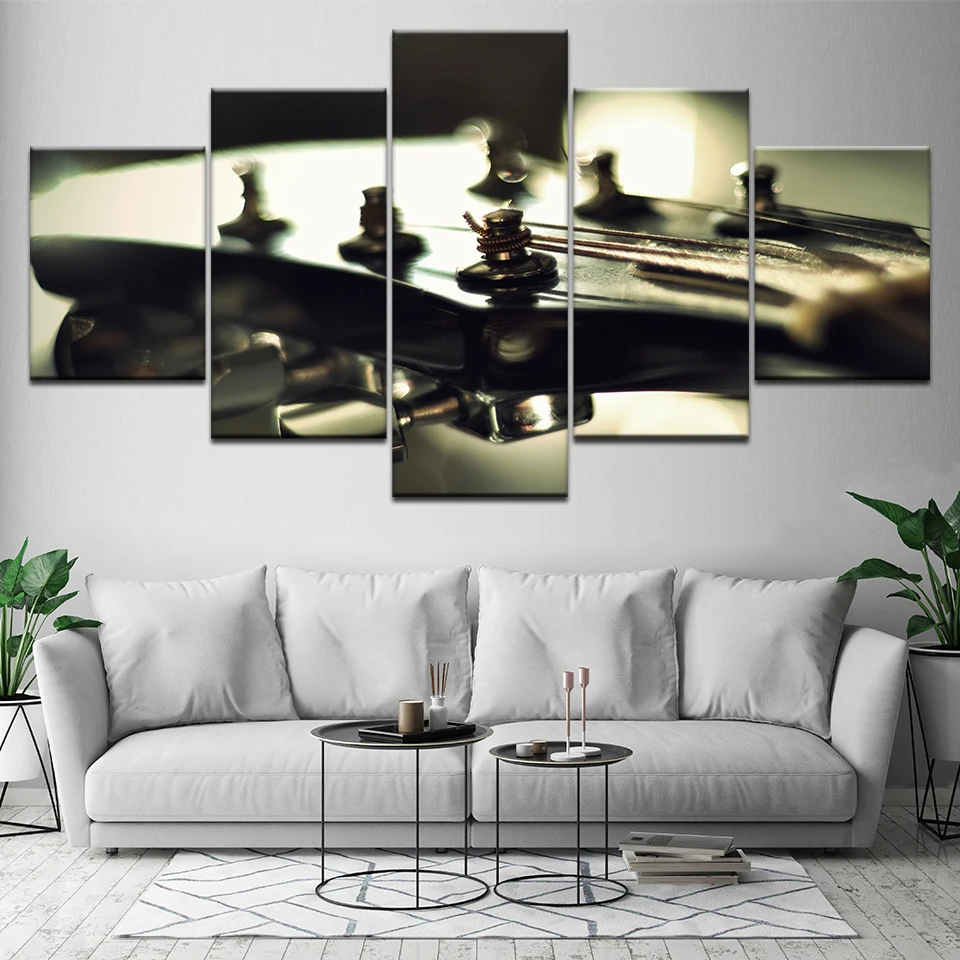 HD с модульная холст Картины для Гостиная Wall Art 5 шт. бас гитара шеи фотографии