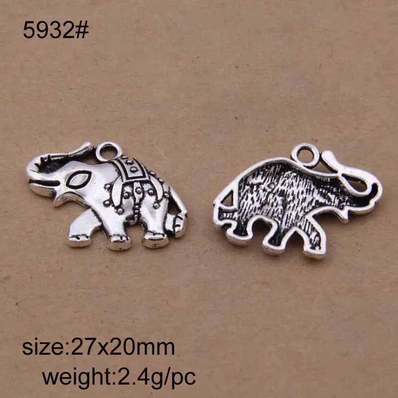 

25pcs/lot 27x20mm Antique Silver Plated Retro Alloy Elephant Charms Pendant Fit For Jewelry Findings