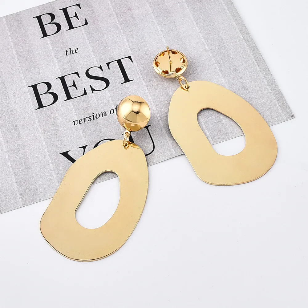 Новые модные популярные серьги крупные металлические капли для женщин лидер