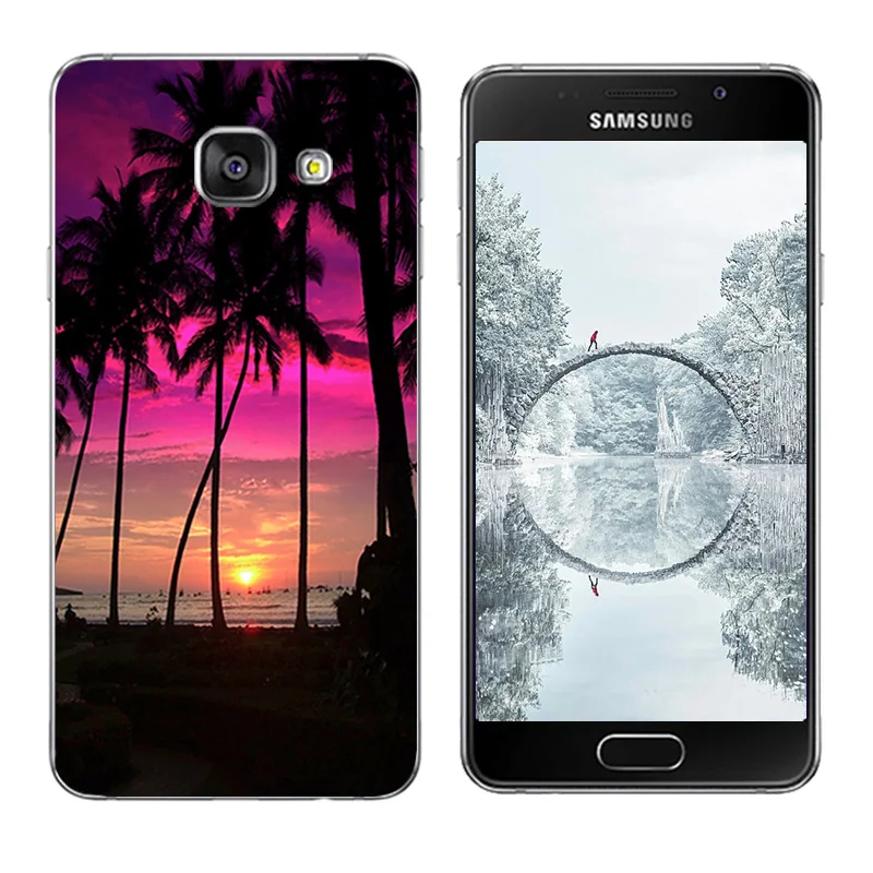 Чехол для Samsung A3 2016 мягкие силиконовые чехлы телефонов с принтом сосны Galaxy A310 A310F