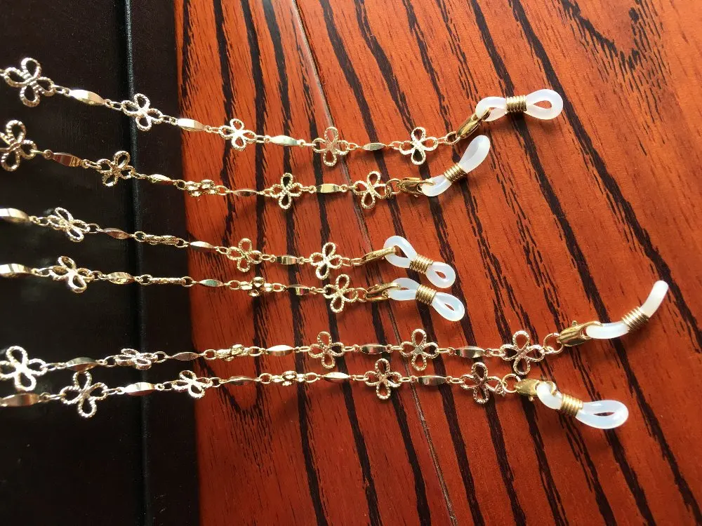 gold and silver plated eyeglass brass flower chains sunglass retainer spectacle cord lanyard/face mask holder