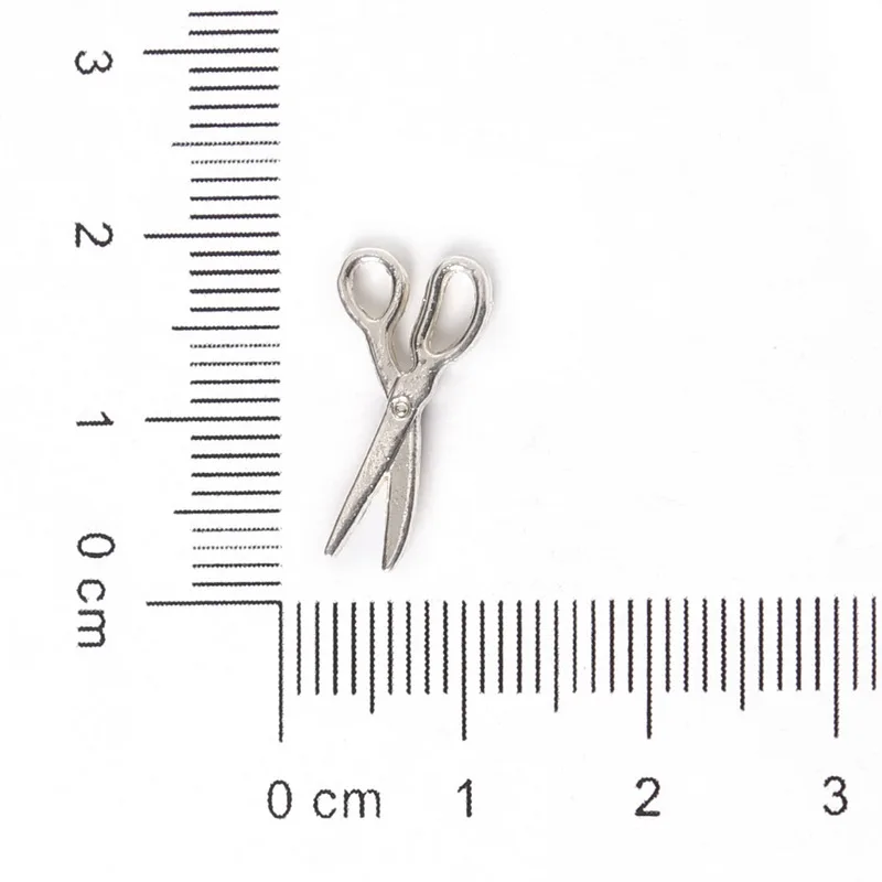 Подвески-ножницы из цинкового сплава 22 шт. 9x18 мм античные с серебряным покрытием