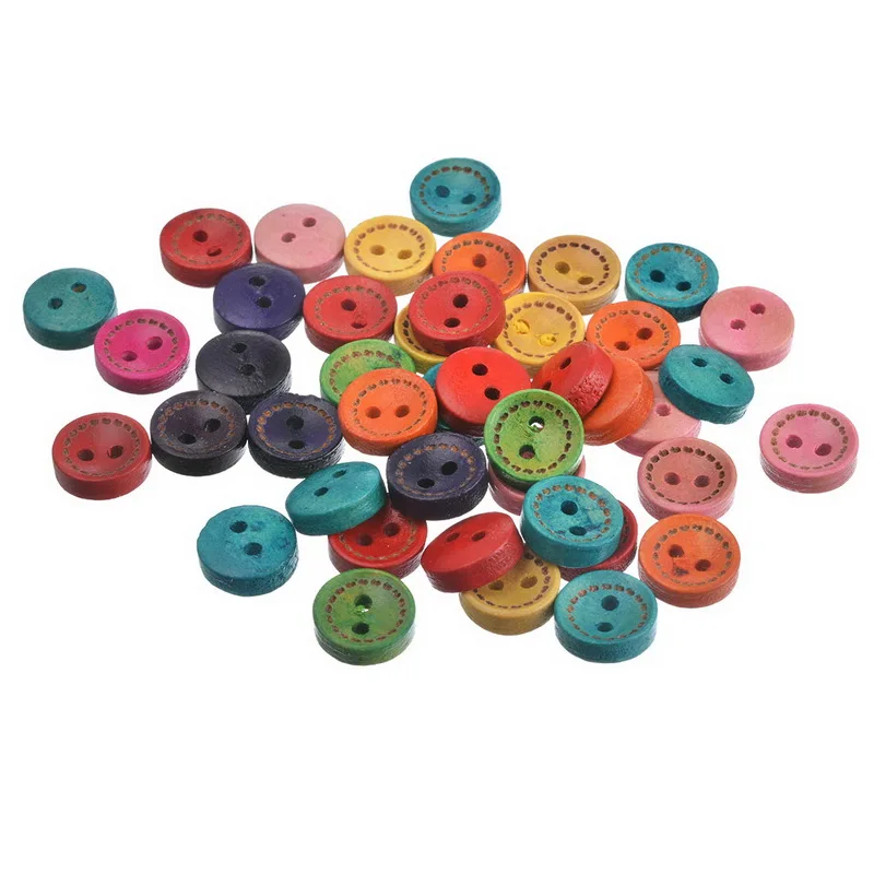 Hoomall 100 шт 10 мм круглый разных цветов деревянная кнопка DIY Скрапбукинг ремесла