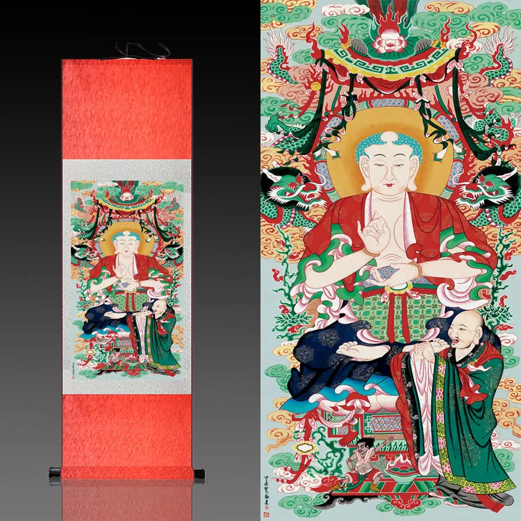 Tibetan Avalokitesvara Bodhisattva Scroll Hanging Painting for Buddhist Characters | Дом и сад