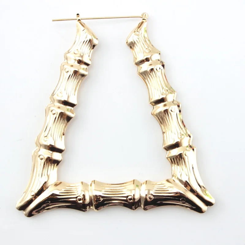 2017 трапециевидные Бамбуковые серьги-кольца блестящие элегантные подарочные