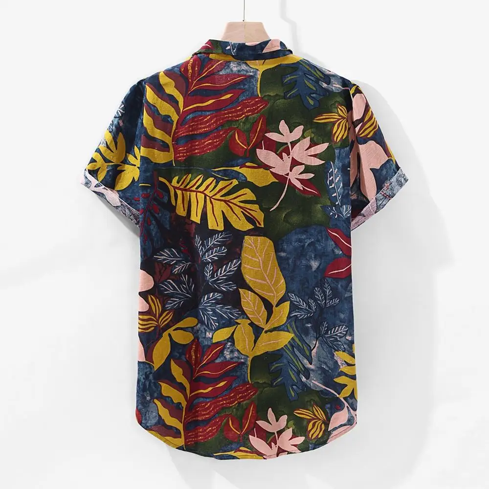 2019 Мужская Гавайская Свободная рубашка с карманами для велоспорта в стиле ретро
