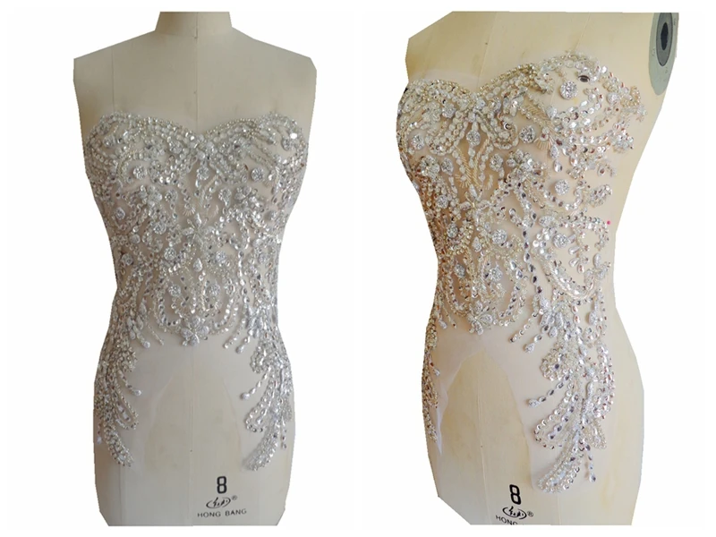 Аппликация стразы из чистого серебра ручной работы нашивки с сетчатыми