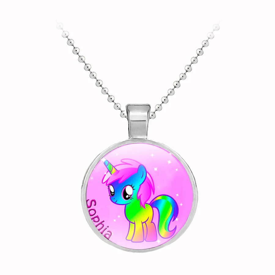2018 Новое модное ожерелье круглый стеклянный кристалл кулон Единорог Необычные